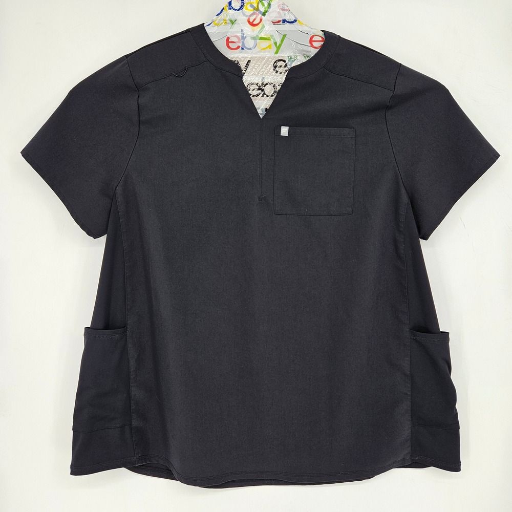 Fabletics Scrub Top Womens 2X Instinct Maternity Nurses Uniforms Black 3 Pockets